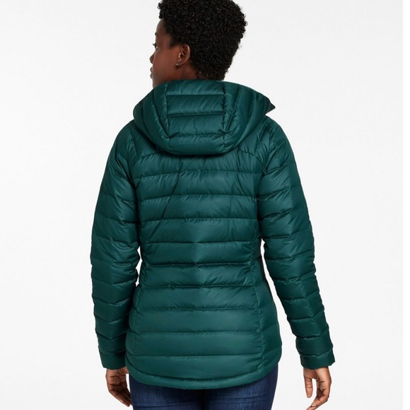 LL Bean Women’s Bean’s Down Hooded Jacket in Dark Pine - Picture 3 of 10